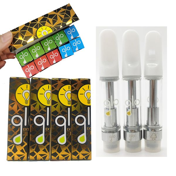 

Newest GLO Extracts Cartridges Empty 0.8ml 1.0ml Disposable Vape Pen Ceramic Coil for Thick Oil 510 Thread Cartridge Glo Packaging Carts