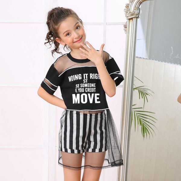 

12 children's clothing 11 girls summer 10 baby summer casual mesh 9 dress children's wear shirt + shorts girls ruffle outfits y190, White