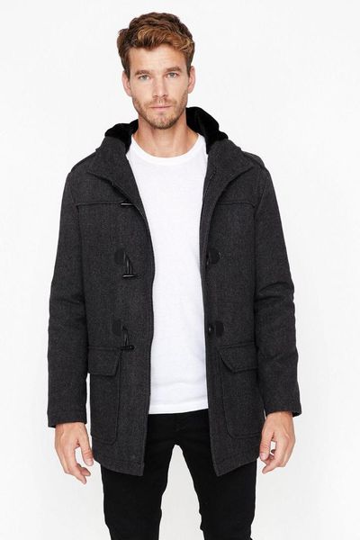

koton male gray coat 8kam01567lw, Black;brown