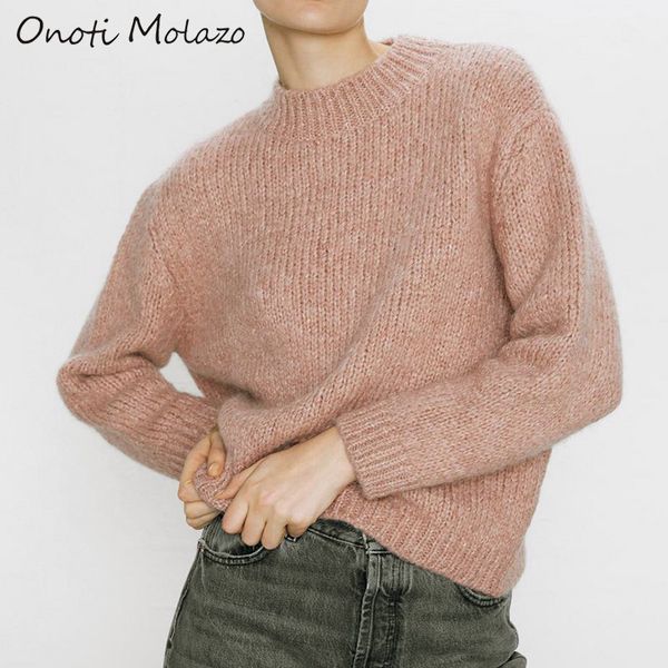 

onoti molazo casual knitted sweater pullovers women winter elegant ladies pullovers sweaters chic female 2020 new fashion, White;black