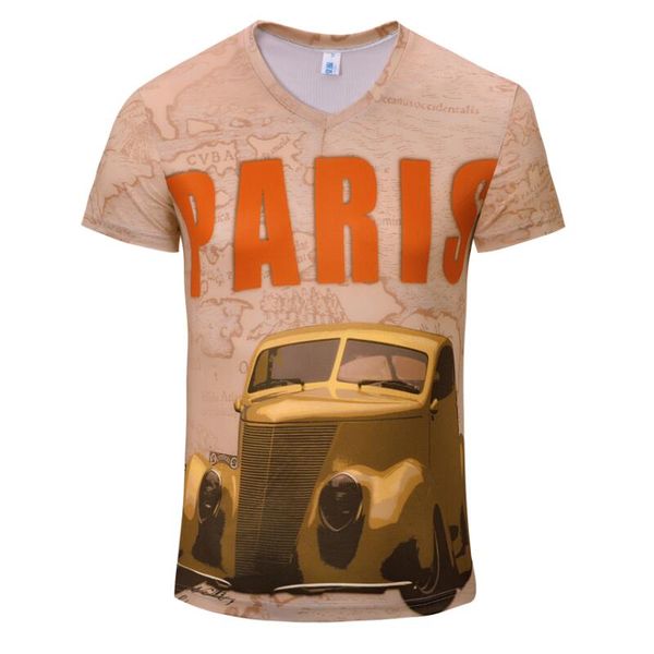 

summer men's 3d print t-shirt tees cotton short sleeve cartoon characters v-neck slim t shirt funny casual cool autumn, White;black