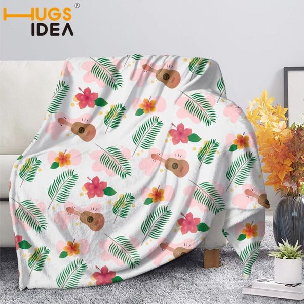 

hugsidea tropical palm leaves print fleece blanket soft flannel throw blanket for travel picnic hiking custom warm bedspreads