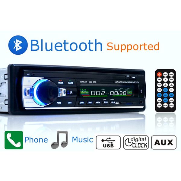 

bluetooth autoradio car stereo radio fm aux input receiver sd usb jsd-520 12v in-dash 1 din car mp3 multimedia player radio