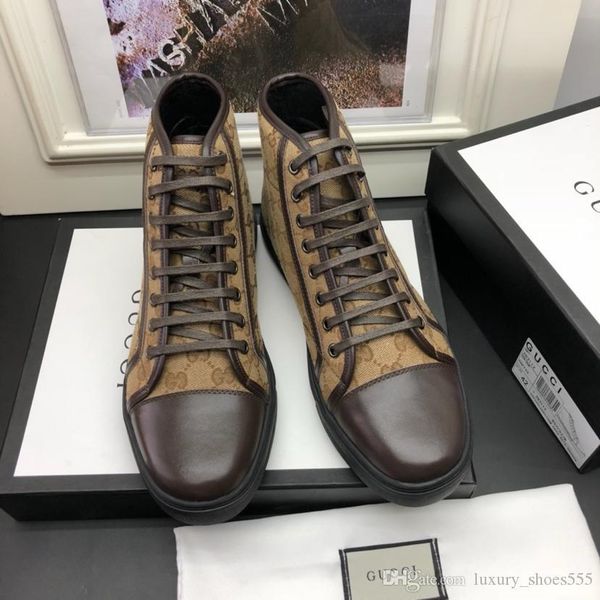 

2020 latest brown leather high casual shoes men's casual shoes fashion trend comfortable shoe size 38-44 type 39745400591a