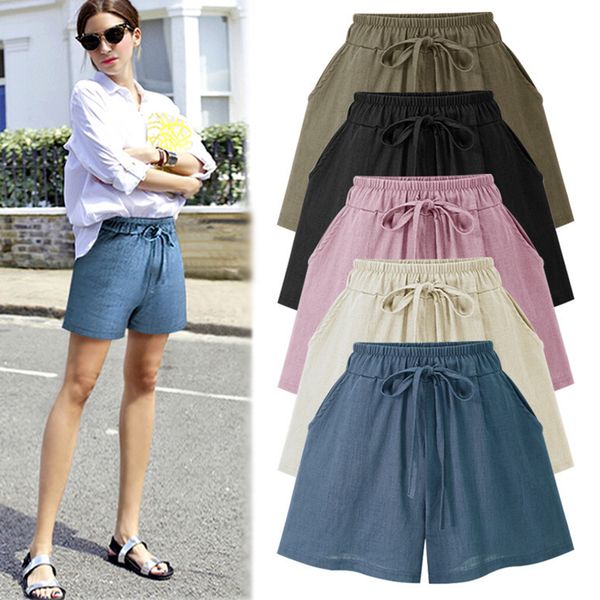 

твердая hight талия ширина-нога шорты женщина плюс размер свободного дышащего спорт шорты корейского женского streetwear simple wild new, White;black