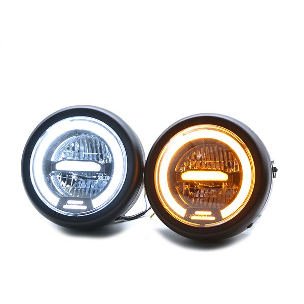 

jiuwan 6,5" дюймовый ретро мотоциклов янтарный / белый свет high low beam led headlight dc 12v scooter atv для suzuku +883