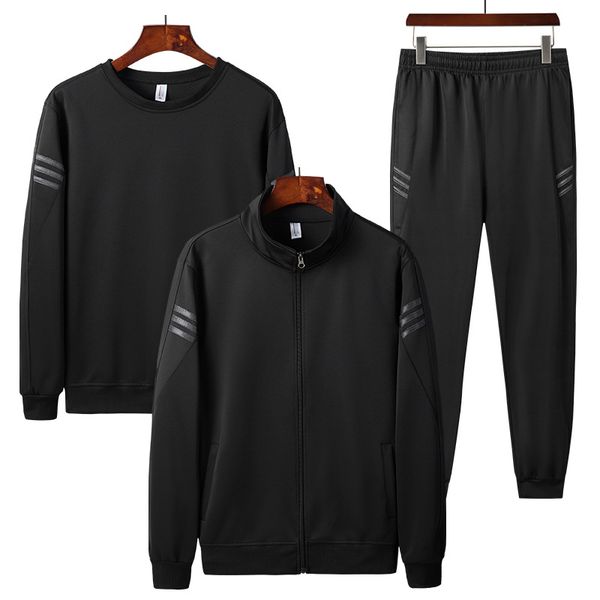

3 pcs men's sports suits tracksuits sport suit mens running suit quick dry workout fitness jogging gym men tracksuit sets, Black;blue