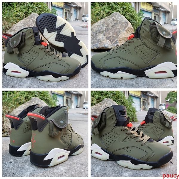 

2019 new arrived travis scotts 6 og cactus jack glow in dark 3m reflective army green men designer basketball shoes 6s sports sneakers