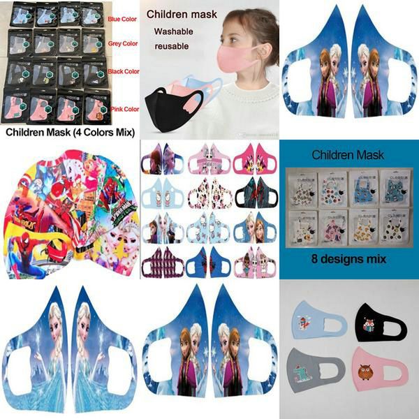 

mask cover cloth nose mask character washable reusable kids mouth face mask protection face stretch face dhl cartoon gmhig otsweet, Black