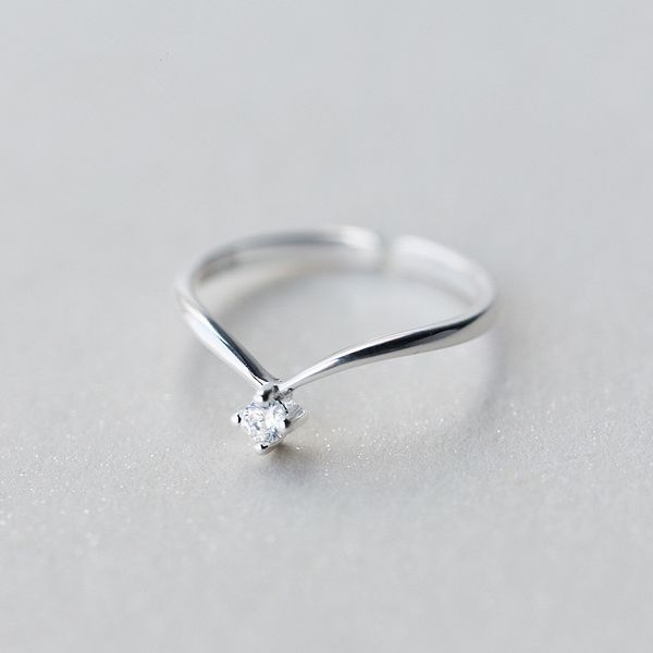 

women v cz shape ring letter opening fashion jewelry pure 100% 925 sterling silver finger rings gift, Golden;silver