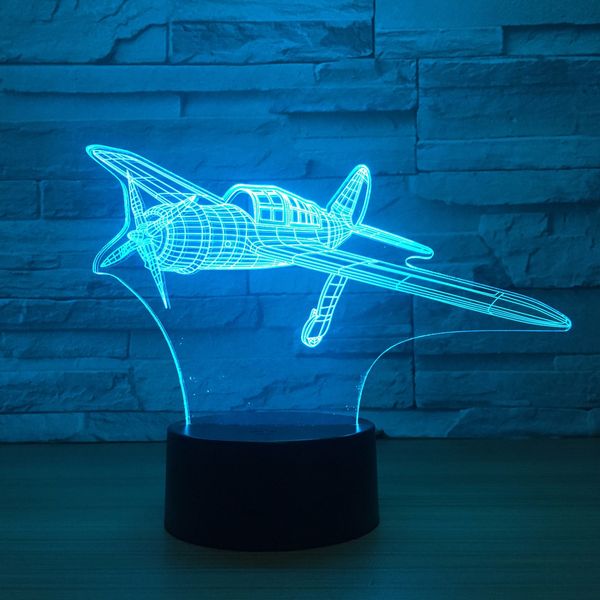 

propeller aircraft 3d led lamp 7 color night lamps for kids touch usb table lampara lampe baby sleeping nightlight drop shipping