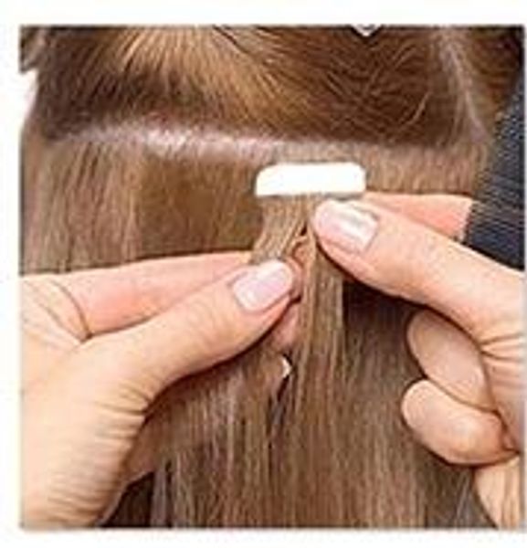 

оптовая double drawn remy кожи уток ленты наращивание волос 100% хвостик человеческого кутикулы волос невидимый tape in extensions волос, Black;brown