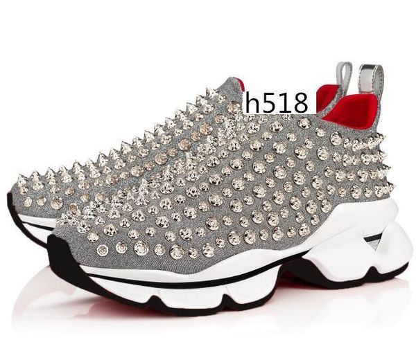 

with box spike sock donna studded spikes sneakers red bottom mens womens spikes running shoes rivet casual shoes 4, Black