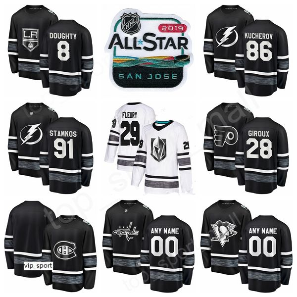 

men hockey all star game jersey 8 drew doughty 29 marc-andre fleury carey price 28 claude giroux 91 steven stamkos 86 nikita kucherov, Black;red