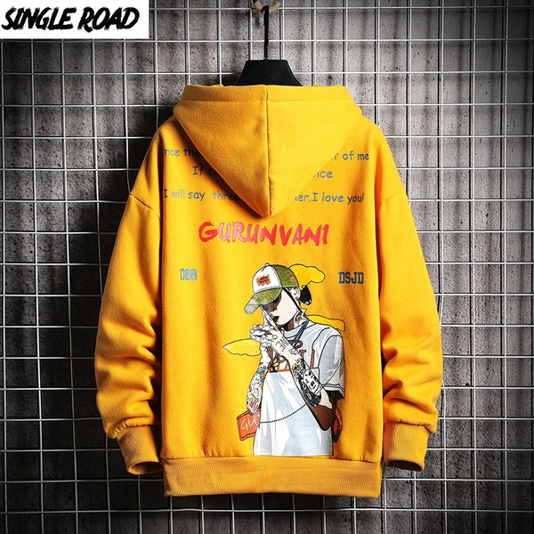 

singleroad hoodie sweatshirt 2019 hip hop print brand hoodies men harajuku japanese streetwear pullover hoodie men sweatshirts, Black