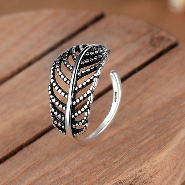 

925 sterling silver index finger ring women retro fashion personality simple opening adjustable antique silver jewelry, Golden;silver