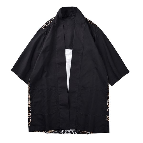 

vintage kimono japanese men summer black japan style loose black printed new half sleeve shirt men casual brand fashion shirt, White;black