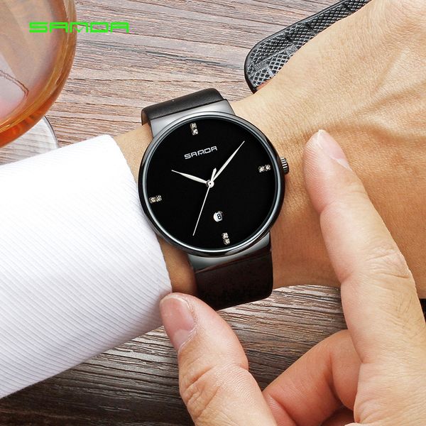 

reloj hombre 2018 sanda men watch waterproof date male clock gold watches casual man wristwatches montre homme, Slivery;brown