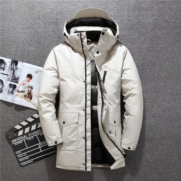 

2019 new hooded duck down jackets thick warm winter windproof jacket men long coats hooded outerwer down parkas male 3xl, Black
