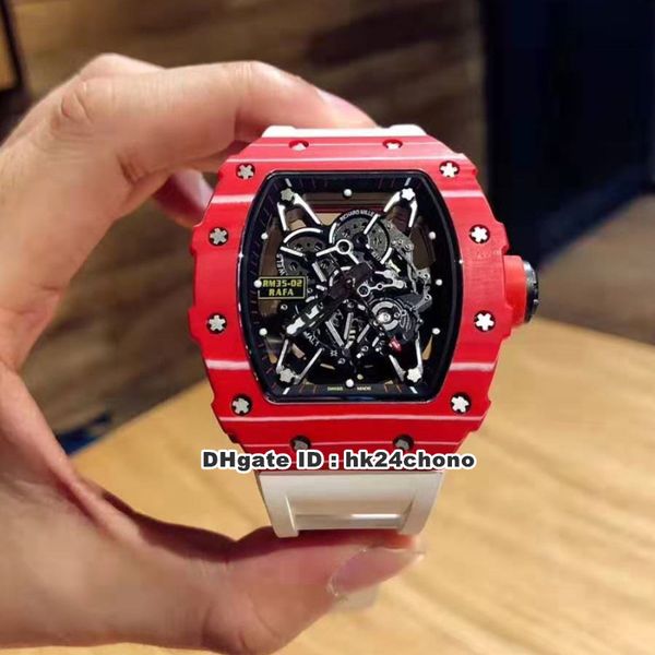 

новый 6 стиль лучший rm35-02 рафаэль надаль красный кварц-tpt carbon autoamtic мужские часы skeleton циферблат белый каучуковый ремешок мужс, Slivery;brown