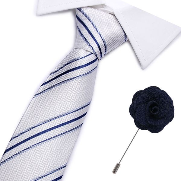 

new 100% silk ties men's ties fashion necktie set plaid stripe mans tie necktie with gift box extra long size 145*7.5cm, Blue;purple