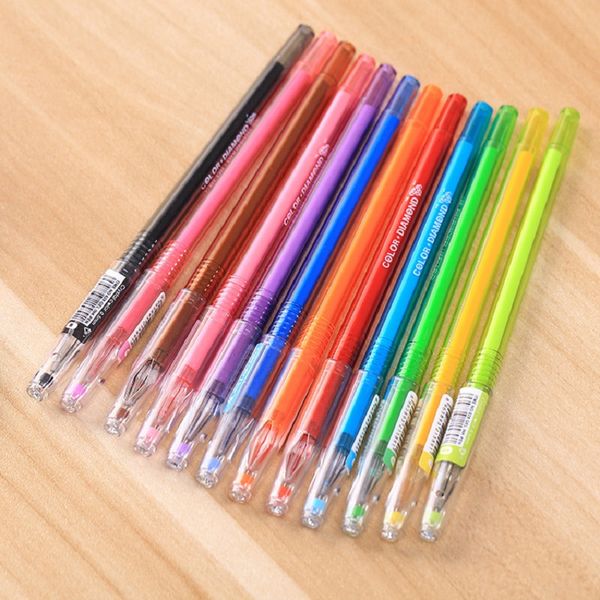 

colorful refils diamond head refill creative candy 12 color gel pen 0.38mm office stationery school student writing supplies