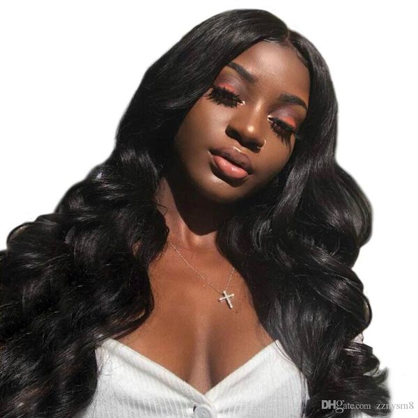 

парик объемная волна 13x4 deep часть фронта шнурка человеческих волос парики для чернокожих женщин бразильского remy полная ends preplucked, Black