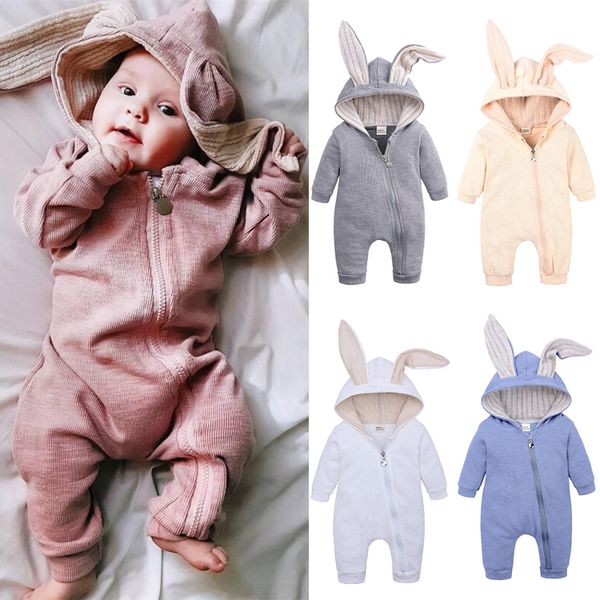 

5 colors spring autumn infant clothes cartoon hoodies rabbit romper long sleeve one-piece jumpsuits baby creeper clothes wholesale jy790, Blue