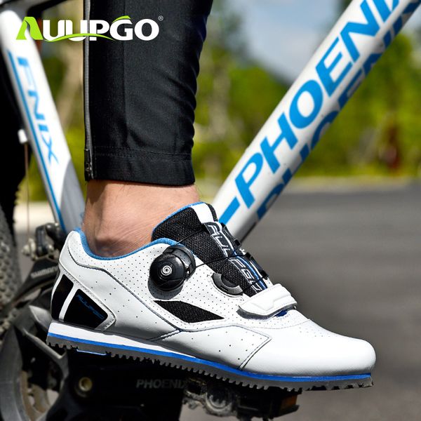 

auupgo professional cycling shoes for men and women without locks breathable leisure road bikes to help mountain bike shoes, Black