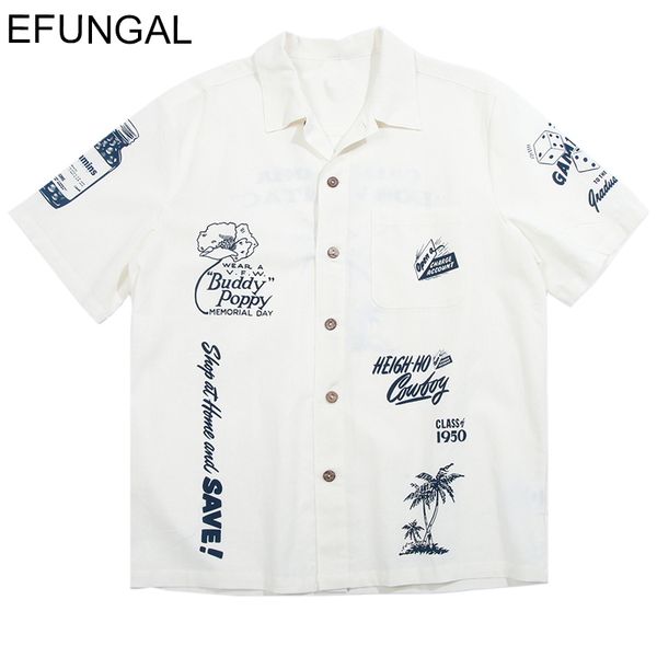 

creative plant leeter print casual shirts men 2020 summer streetwear oversized harajuku shirt hip hop short sleeve fashion, White;black