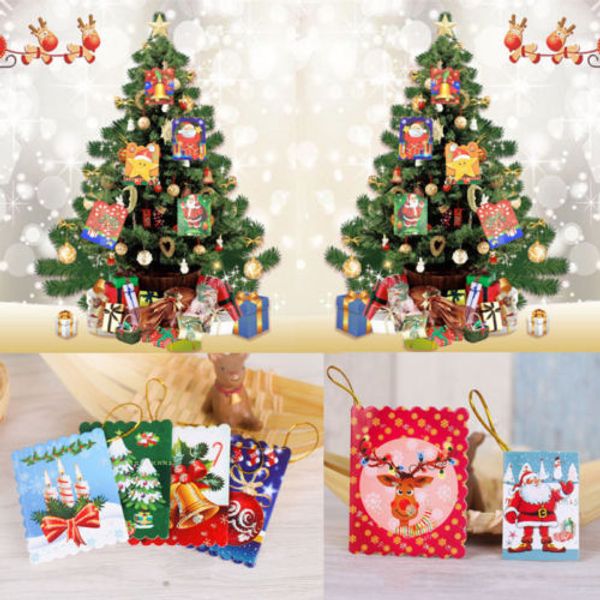 

10pcs/set random hang on christmas tree wish holiday greeting small card