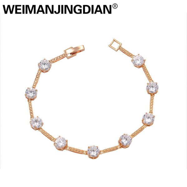 

weimanjingdian brand round cubic zirconia cz crystal rose gold / rhodium silver color bracelets for women or wedding brides, Black
