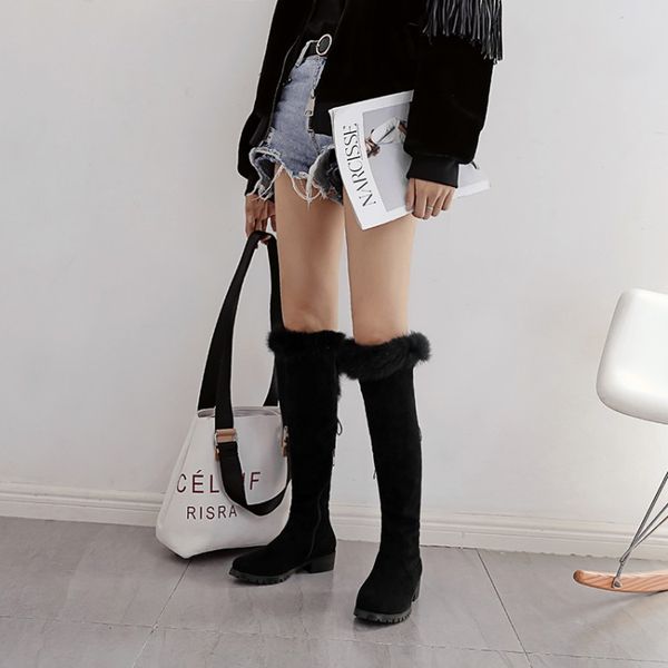 

big size 9 10 11 12thigh high boots knee high boots over the knee women ladies boots shoes woman winter women, Black