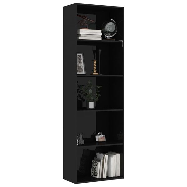 

5 shelves black glossy shelf 60x30x189 cm in chipboard living room furniture