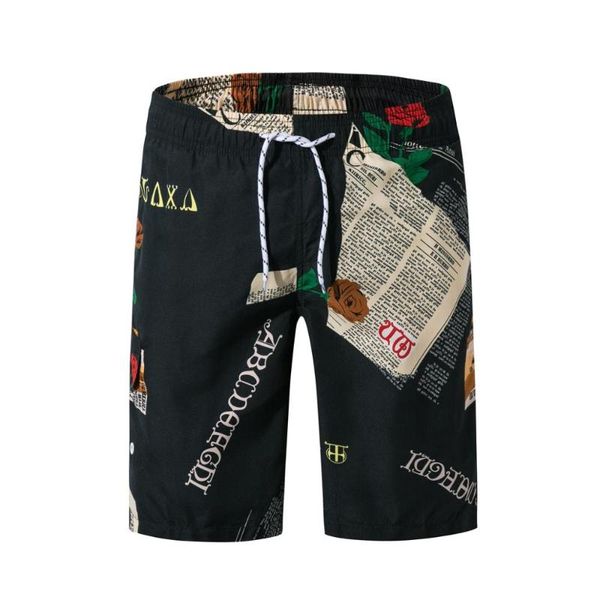 

summer swimming men beach shorts with liner trunks male swimwear quick dry breathable loose print drawstring casual shorts male