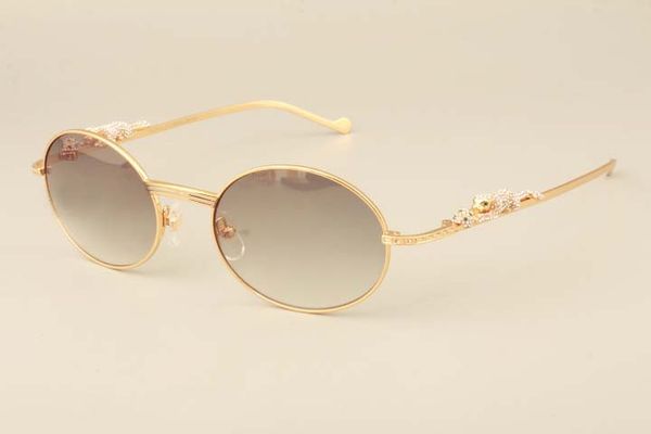

2019 new ultra light retro round leopard diamond gold temples sunglasses 6384084 fashion models men's sunglasses, sun visor, White;black