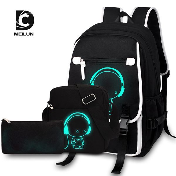 

dc.meilun fashion backpacks student luminous animation school bags for boy girl teenager usb charge computer lapback pack