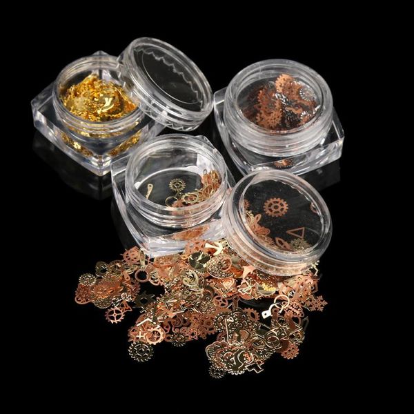 

1 box metal gear stud sheet mixed steampunk nail art decoration dropship y907, Silver;gold