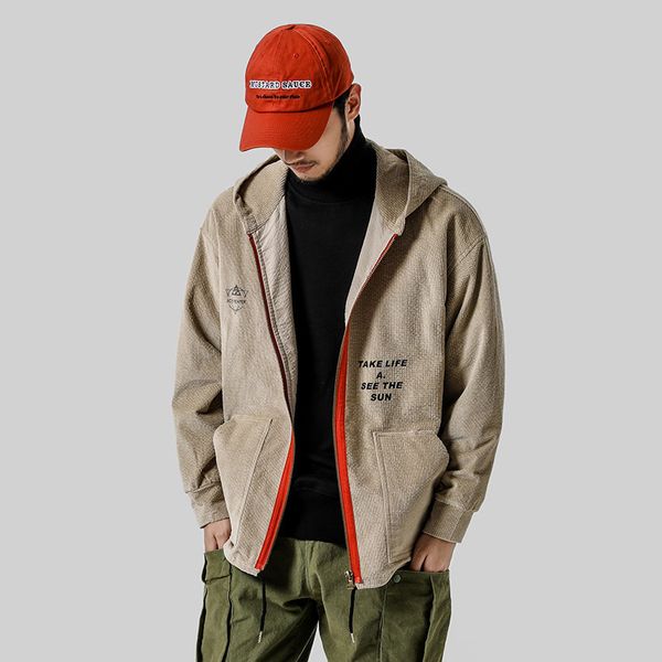 

2019 new style japanese-style origional hooded coat men's autumn and winter loose-fit fashion handsome jacket men's casual, Black