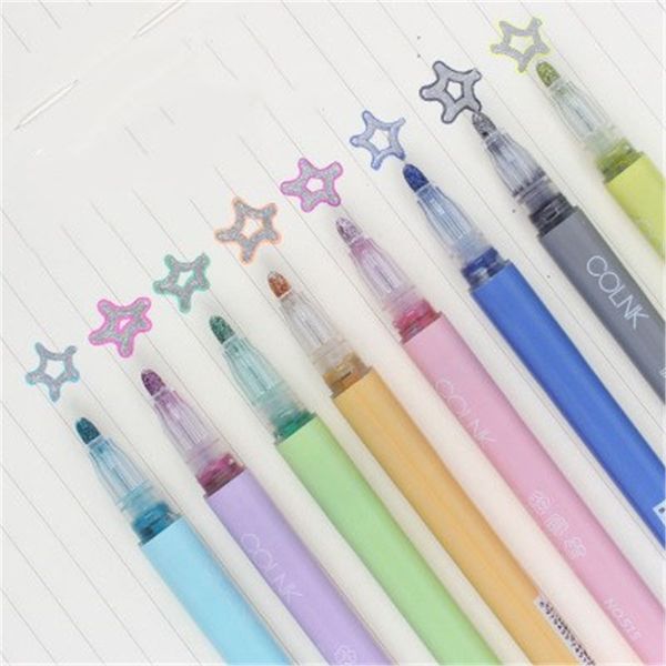 

candy color double line pen colorful double line pen diy highlighter marking multicolor hand note for school poster, Black;red