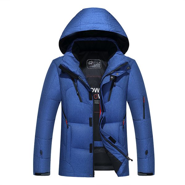 

mens winter parka warm down jacket practical waterproof zipper pocket white duck down jacket men wind coat, Black