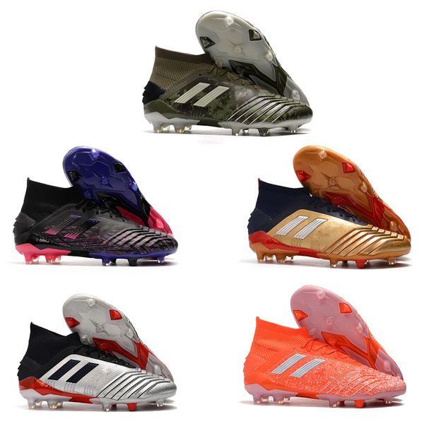 

2020 predator 19+ 19.1 fg ag pp paul pogba 25th anniversary golden mens boys soccer football shoes 19+x cleats boots taquets size 39-45, Black