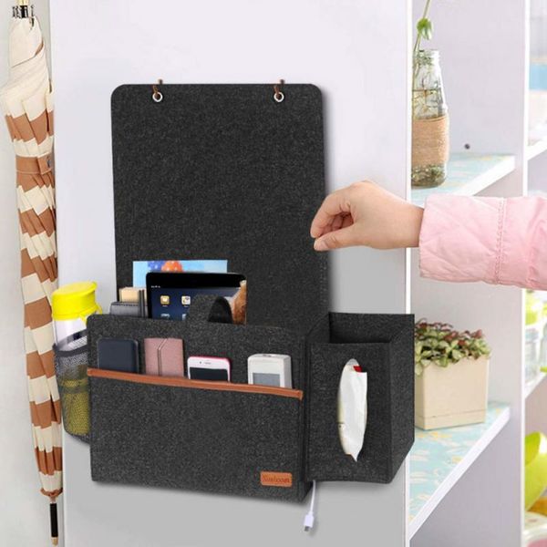 

bed organizer bedside bunk bedroom felt hanging storage bag dormitory non slip space saving desk with tissue box multifunction