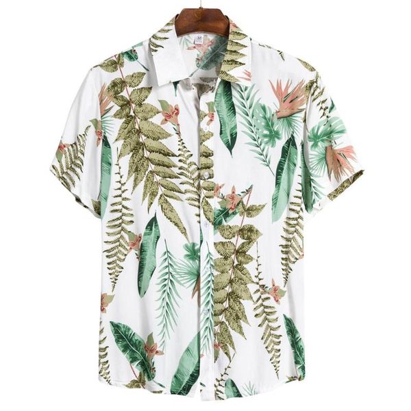 

camisa masculina 2020 summer tunic shirts mens ethnic short sleeve casual printing hawaiian shirt blouse camisas masculina, White;black