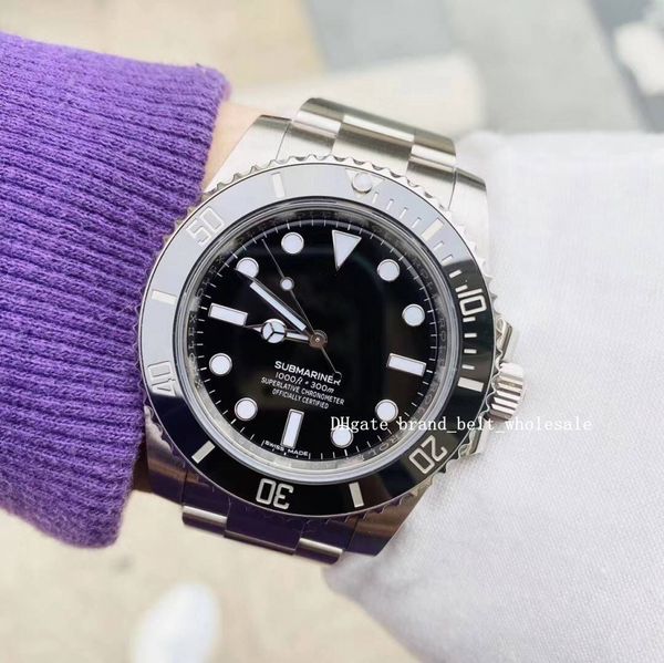 

3asub 40mm 2813 dateless stainless steel black dial ceramic seat men's watch 114060 sapphire glass automatic mens watch watches, Slivery;brown