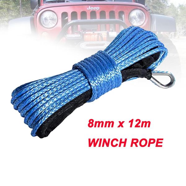 

8mm x 12m synthetic winch line / rope uhmwpe cable for 4x4 4wd atv utv suv offroad