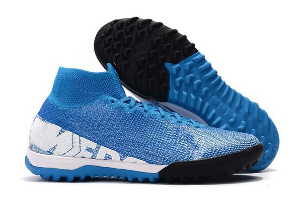 

man mercurial superfly vi elite cr7 ic tf indoor soccer cleats neymar designer high help trainers blue football boots sports shoes