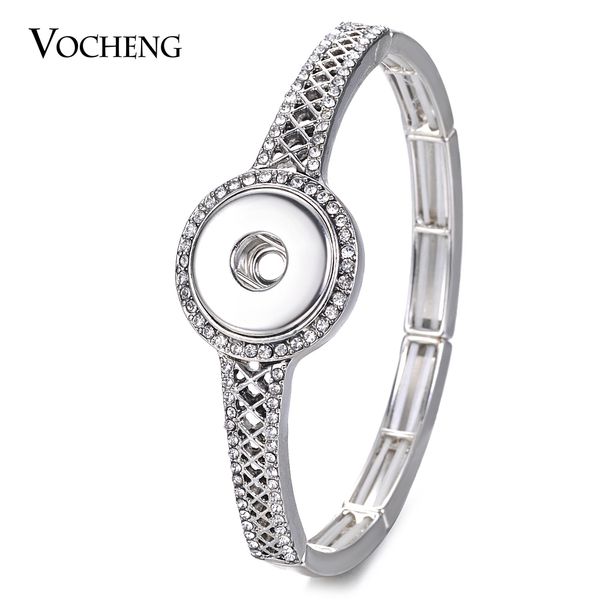 

10pcs/lot wholesale elastic bracelet vocheng ginger snap charms bracelet with crystal for 18mm snap button jewelry nn-635*10, Golden;silver