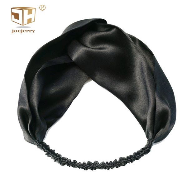 

joejerry girls headbands elastic hair band satin silk headband turban for women cross bow headwrap solid color