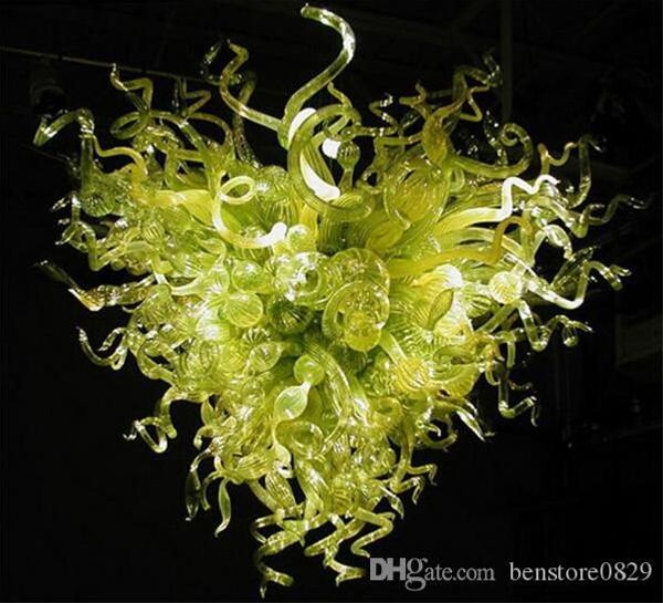 

modern home decor artistic lamps style green colored blown murano glass led hanging chain chandeliers